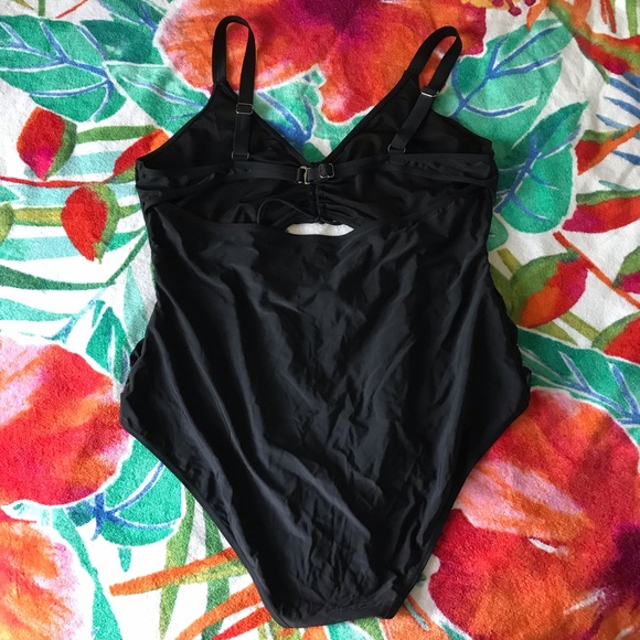 NWOT One Piece Bathing Suit Cut Out Drawstring - Picture 3 of 4